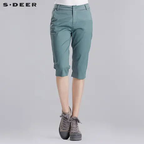 sdeer圣迪奥女装夏清冷色调几何深浅印花中裤S16280721商品大图