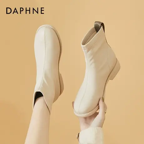 达芙妮真皮马丁靴女2021新款切尔西短靴秋季白色百搭软皮小短靴子图片