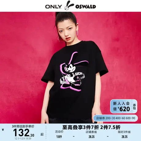 ONLY奥莱2023夏季新款迪士尼奥斯华联名圆领落肩宽松T商品大图
