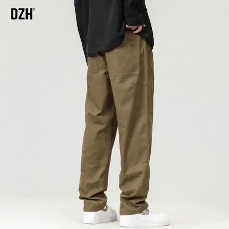 男生咖色纯棉裤子男款美式高街春季休闲裤直筒宽松2024新款直筒裤商品大图