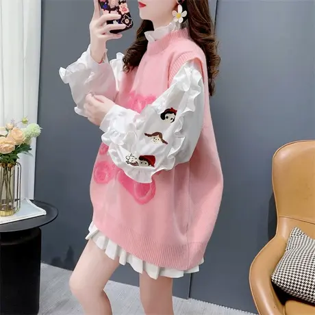 韩版洋气减龄卡通小熊针织马甲背心女春季新款高级感无袖毛衣背心图片