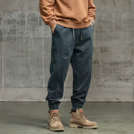 多口袋束脚裤子男款潮流户外纯棉工装裤百搭大码男款休闲裤潮流男商品大图