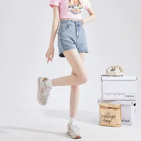 唐狮春夏季牛仔短裤女高腰弹力修身显瘦潮酷辣妹热裤黑色裤子女商品大图