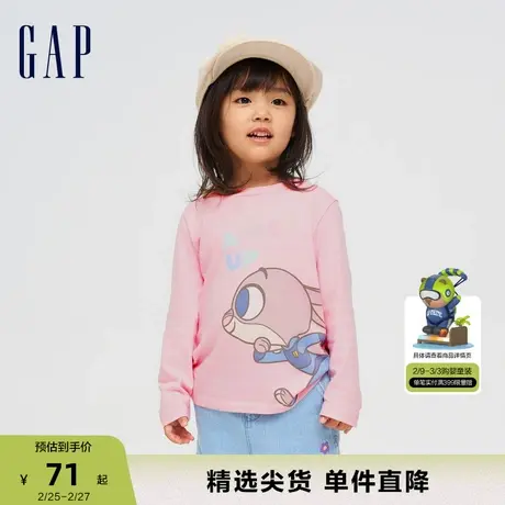 【疯狂动物城联名】Gap女幼童春秋长袖T恤儿童装洋气上衣765872商品大图