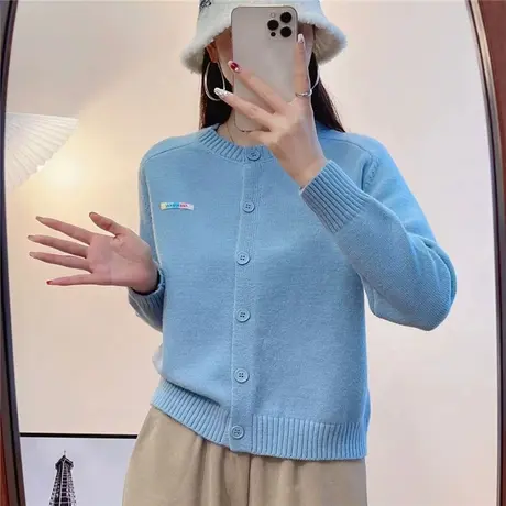 春装2024年新款早春宽松毛衣时尚针织开衫外套女初春穿搭短款上衣商品大图