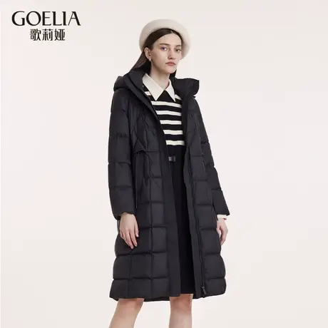 歌莉娅中长款羽绒服女2023冬季新款保暖鹅绒服连帽外套1ACC8D54A图片