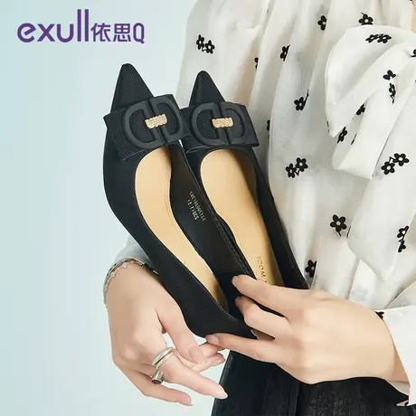 exull/依思Q2024年春秋季现款波普风酒杯跟女鞋纯色扣饰女子单鞋商品大图