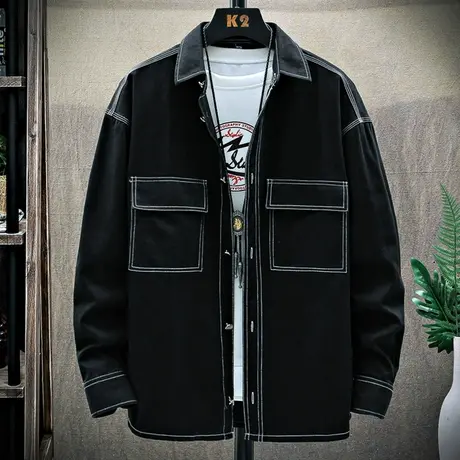 长袖衬衫男士2023春秋新款韩版潮流帅气衬衣休闲男装秋装上衣外套商品大图