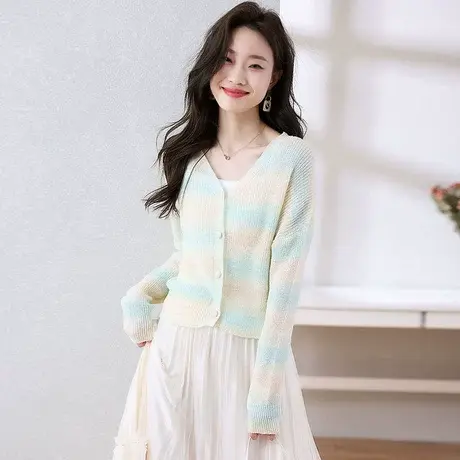 时尚气质甜美毛衣开衫2023年春季新款淑女温柔宽松显瘦通勤上衣商品大图