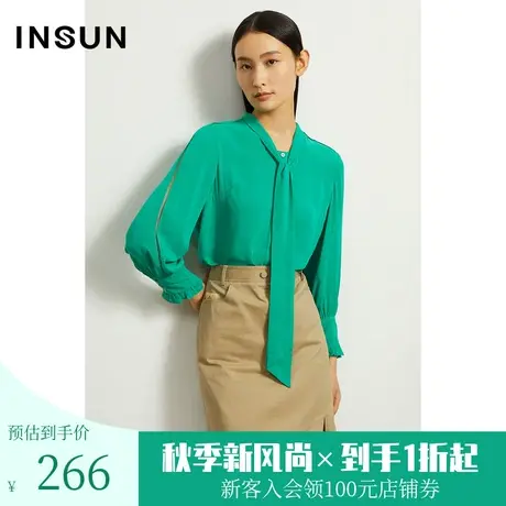 恩裳春季时尚绑带设计侧袖楼梯原创舒适雪纺衬衫女图片