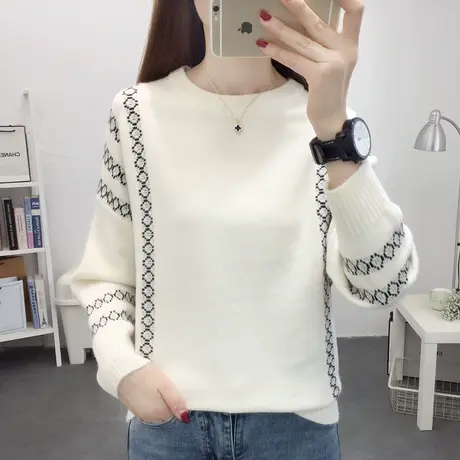 女士毛衣2022年秋季新款宽松韩版洋气针织衫长袖百搭蝙蝠衫打底衫商品大图