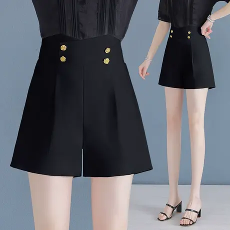 夏季时尚高腰西装短裤女2023新款宽松显瘦阔腿裤经典英伦风休闲裤商品大图