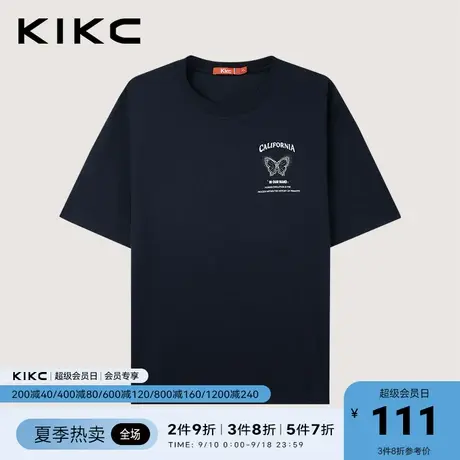 kikct恤男2023春夏新款商场同款字母印花高级潮流宽松半袖上衣商品大图