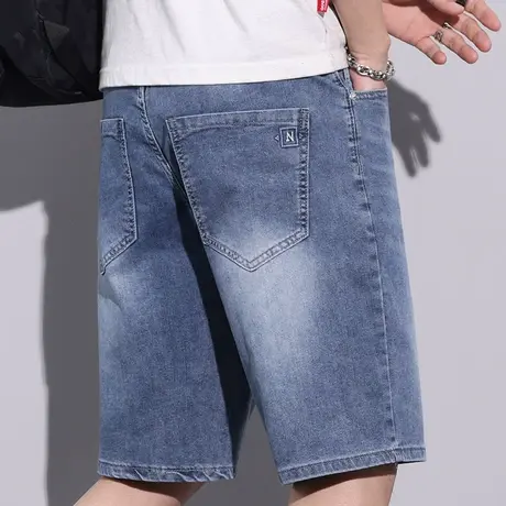 休闲新塘薄款牛仔夏款短裤男士夏装休闲夏季中裤子五分马裤5分裤商品大图
