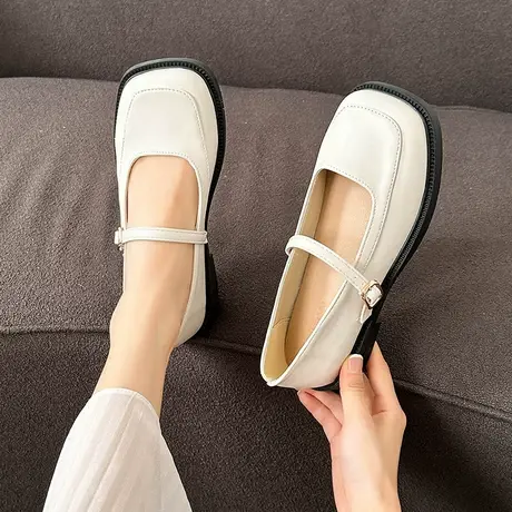 玛丽珍鞋女夏季2023年新款浅口方头小皮鞋英伦风配裙子时尚单鞋潮商品大图