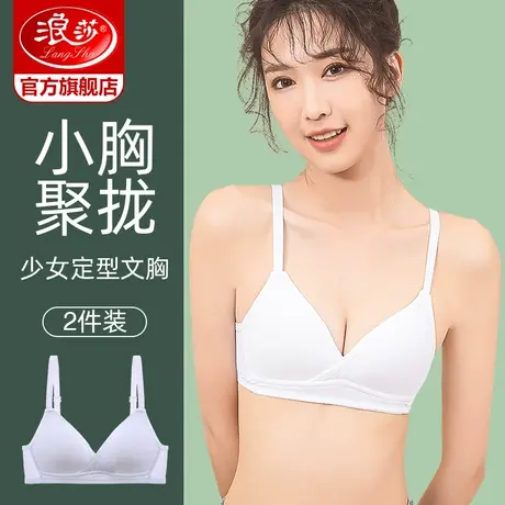 浪莎学生内衣女小胸聚拢无钢圈防下垂胸罩少女大胸显小定型文胸DT商品大图