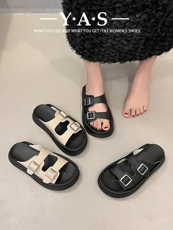 网红爆款软底一字拖鞋女外穿2024年夏季新款超火厚底休闲平底凉拖图片
