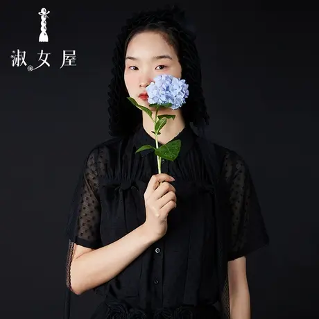 淑女屋旗舰店2022新品蝴蝶结衬衣图片