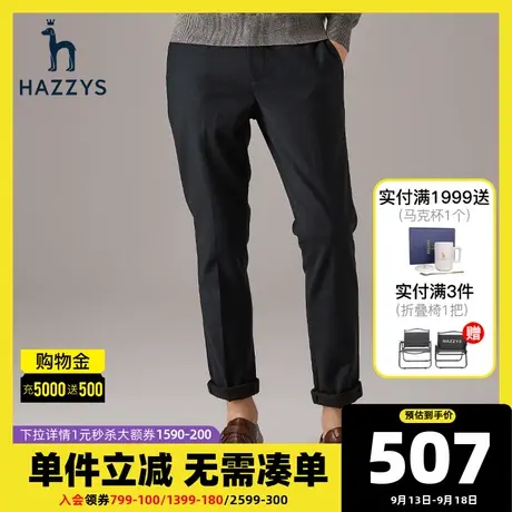 Hazzys哈吉斯冬季清仓男士休闲长裤男装裤子时尚直筒裤商务图片