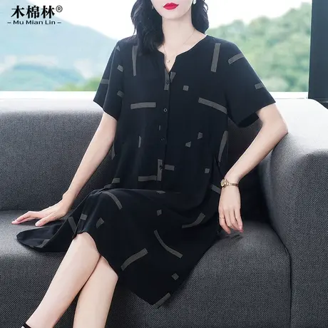 衬衫连衣裙微胖妹妹mm200斤大码女装2024年夏装新款宽松显瘦裙子图片