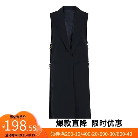 【艾格】2023春季新款女装休闲翻领中长款韩版宽松气质马甲外套商品大图