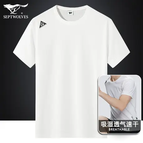 七匹狼狼族部落短袖体恤男圆领2023夏季透气健身运动上衣男T恤衫K图片