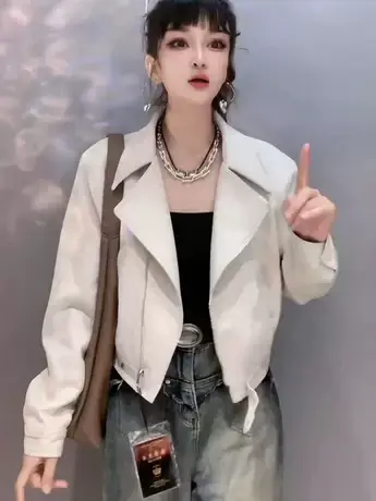 时尚小皮衣外套女短款爆款秋装女2023年新款欧货韩版机车皮夹克潮商品大图