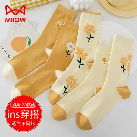 猫人袜子女士堆堆袜精梳棉春夏季薄款网眼透气松口不勒夏天中筒袜图片
