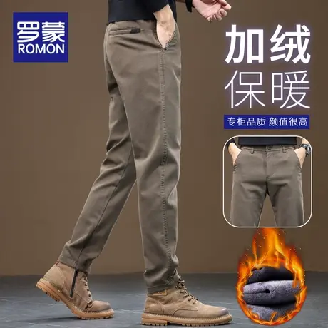 罗蒙加绒加厚休闲裤男款冬季裤子男士宽松直筒男裤秋冬保暖长裤子商品大图