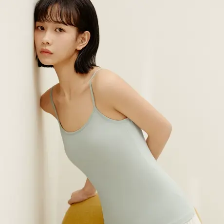 三枪背心女夏舒肤弹力棉女士吊带衫修身青年吊带背心白色黑30818商品大图