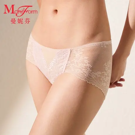 曼妮芬2025夏新中低腰三角裤女性感蕾丝内裤轻薄透气舒适20612434图片