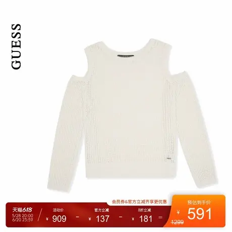 GUESS女士百搭设计款露肩镂空纯色针织衫-YO2S1651商品大图
