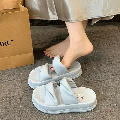 法式厚底拖鞋女2025年夏季新款配裙子气质百搭凉拖鞋外穿休闲凉鞋图片