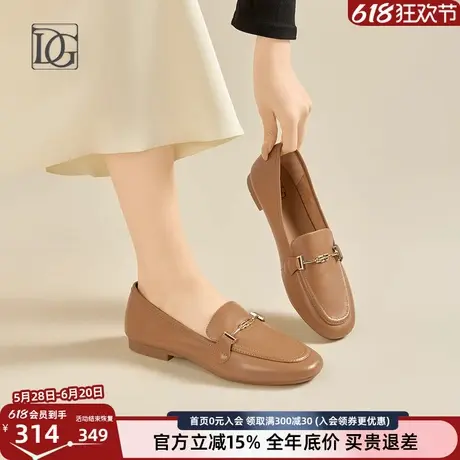 【商场同款】棕色乐福鞋女真皮2025新款春季深口平底单鞋妈妈皮鞋图片