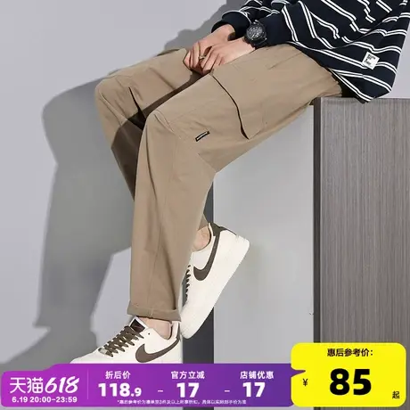 唐狮25春季新款男休闲长裤宽松显瘦直筒裤简约大口袋工装裤子九分商品大图