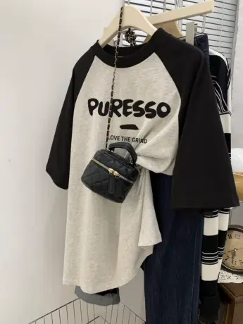 高级感纯棉T恤女大码夏季韩系减龄胖mm宽松女装潮ins小众短袖上衣商品大图