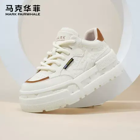马克华菲女鞋休闲板鞋女2025夏季新款潮牌鞋子厚底百搭增高小白鞋商品大图