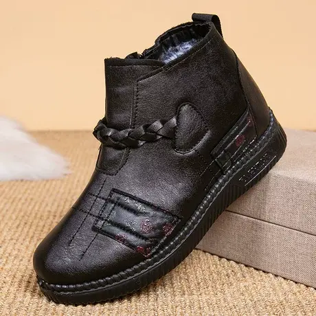 老北京棉鞋女冬季加绒奶奶鞋中老年加厚保暖妈妈棉靴老太太雪地靴商品大图