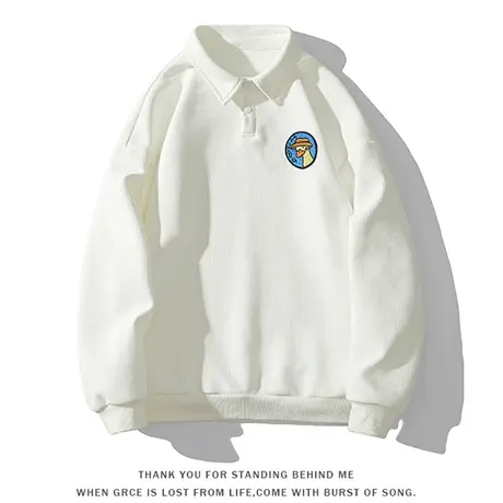 Polo衫长袖t恤男春秋季潮牌休闲百搭上衣服美式宽松翻领男士卫衣T商品大图