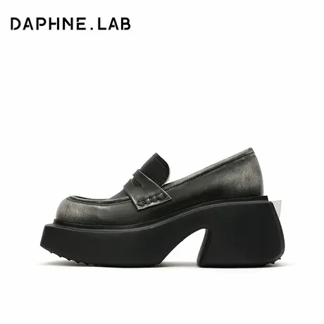 DAPHNELAB达芙妮方糖小皮鞋女2024新款复古擦色做旧厚底图片