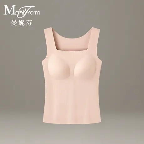 曼妮芬U领遮副乳长款带杯背心图片