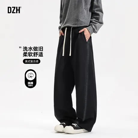 男士纯棉弯刀裤男款工装休闲裤直筒宽松2025新款秋季裤子美式高街商品大图
