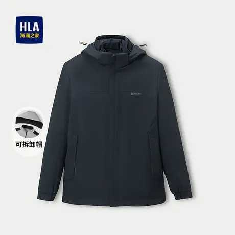 HLA/海澜之家可拆卸帽夹克25秋冬新字母印花纯色弹力休闲风外套男商品大图