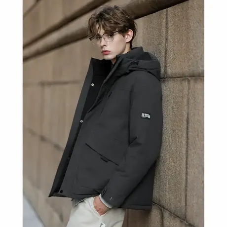 唐狮冬季短款工装羽绒服男小众设计感时尚灰色简约风羽绒外套TUTA商品大图