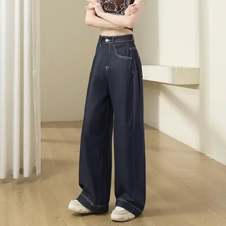 唐狮牛仔长裤女春秋休闲百搭女款裤子时尚小个子潮宽松显瘦TU图片