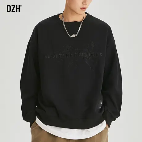 男士400g重磅卫衣男圆领打底衫2023新款男款美式刺绣长袖上衣秋季商品大图