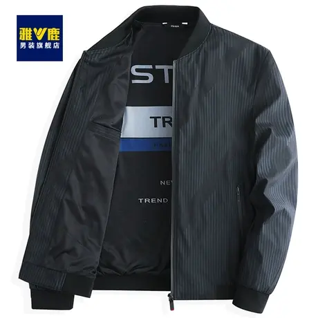 雅鹿中老年爸爸春秋装外套商务休闲男上衣立领夹克男装父亲节礼物商品大图