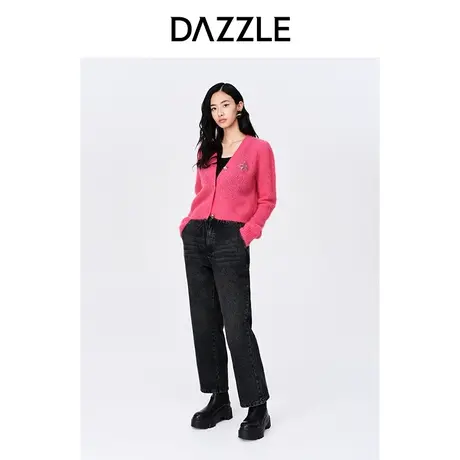 【七七酱专享】DAZZLE地素奥莱秋马海毛混纺慵懒风修身短款V领毛商品大图