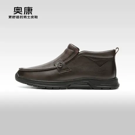 【门店发货】AOKANG奥康2023冬季新款商务休闲真皮加绒保暖时装靴商品大图