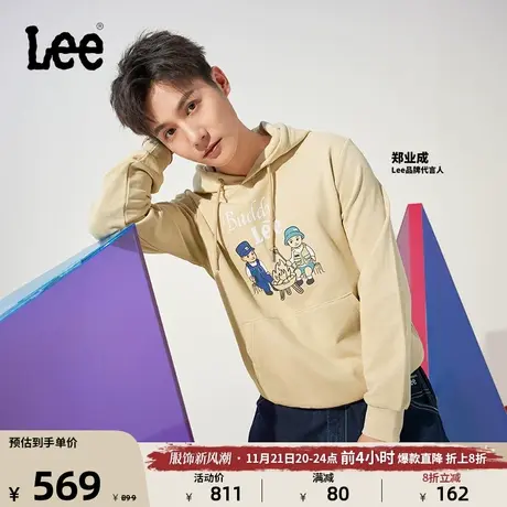 【郑业成同款】Lee23秋冬新品buddy Lee标准连帽长袖男女同款卫衣图片